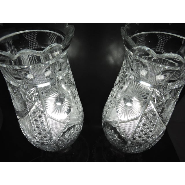 Magnificent ''Star & Moon' Cut Crystal Glass Wired Large Table Lamps / Lanterns - A Pair 19.5" For Sale - Image 9 of 9