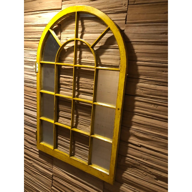 Vintage Corner Cabinet Door Wall Decor Custom Finished in Distressed Yellow Finish For Sale - Image 10 of 13