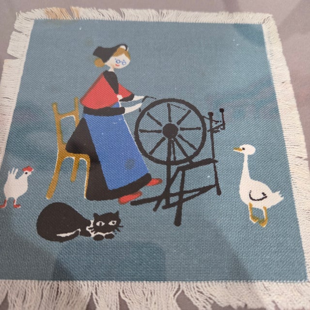 Set of Six Hans Christian Andersen Textile Napkin Artworks by Aase & Preben Jangaard, Framed Danish Mid‑Century For Sale - Image 11 of 13