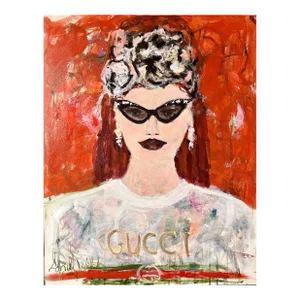"Gucci Gucci Goo" Original Fashion Portrait Painting by Sandy Welch