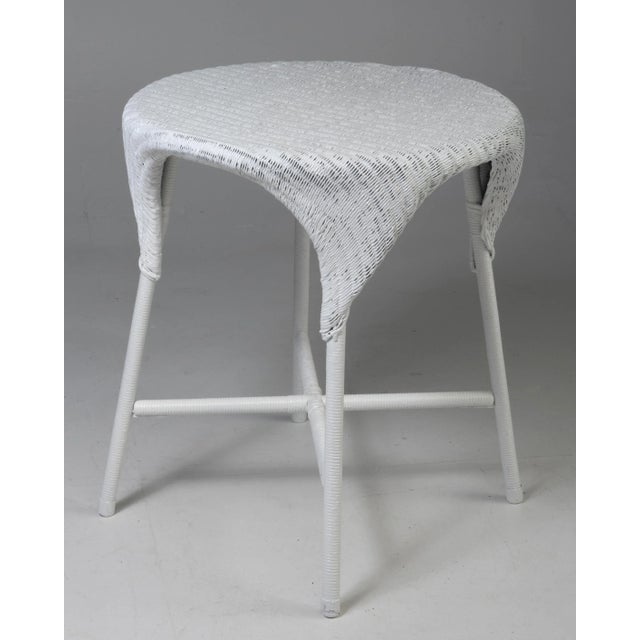 Antique Round Wicker Draped Side Parlor Table For Sale In Philadelphia - Image 6 of 12