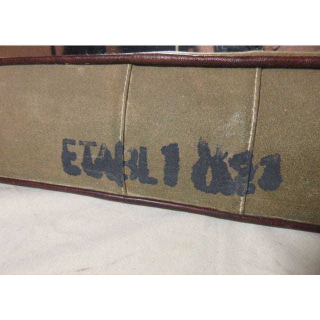 Textile Share Vintage Handmade Repurposed Military Army Navy Canvas Square Green Wall Mirror For Sale - Image 7 of 12