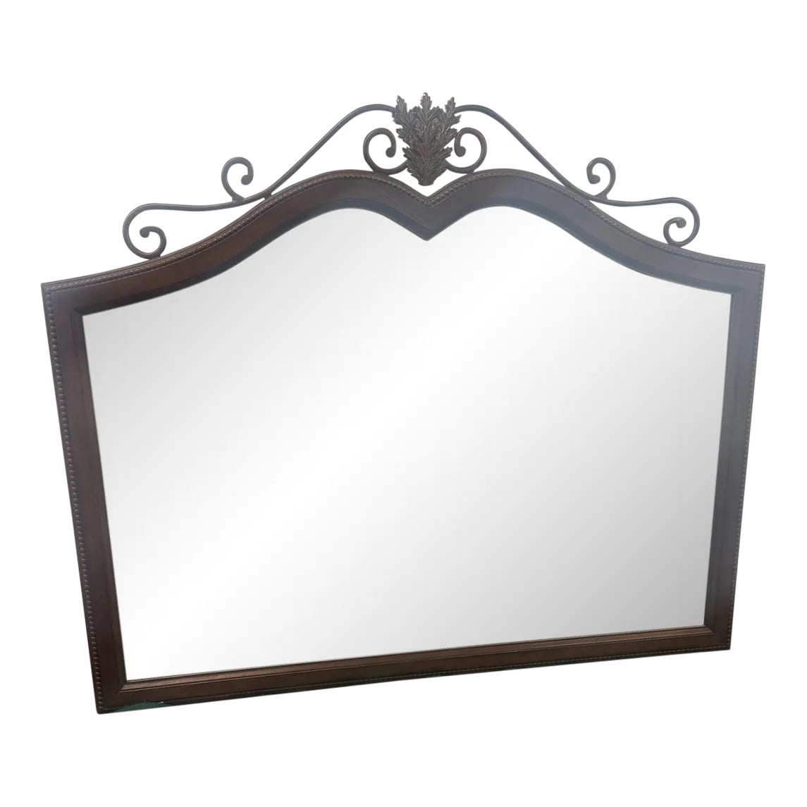 80s USA製 米軍 DREXEL HERITAGE 鏡 木製フレーム 1980s Drexel Iron & Wood Beveled Glass Mirror | Chairish