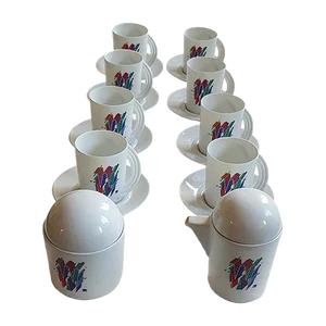 Alphabet Letter W Coffee Set by Marcello Morandini for Rosenthal, 1989, Set of 10