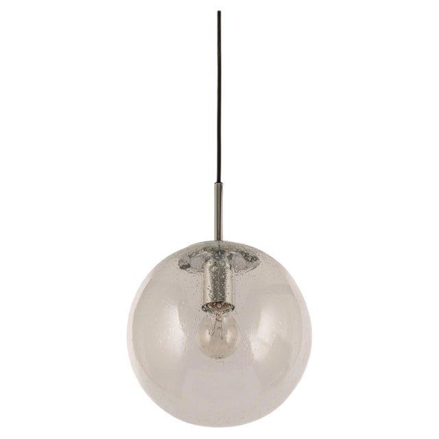 Petite Limburg Chrome with Clear Glass Ball Pendant, Germany, 1970s For Sale