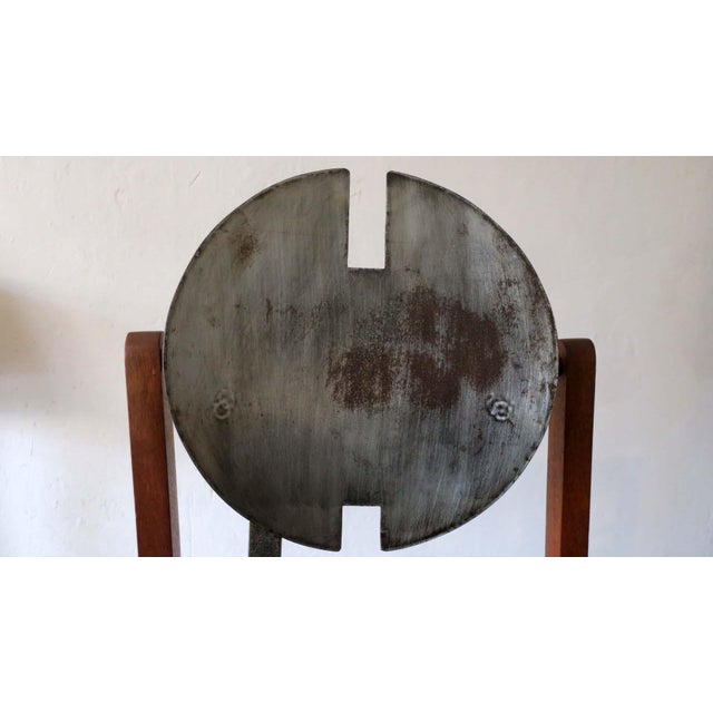 Mid-Century Brutalist Teak and Patinated Steel Dining Table & Chairs, Set of 7 For Sale - Image 5 of 18