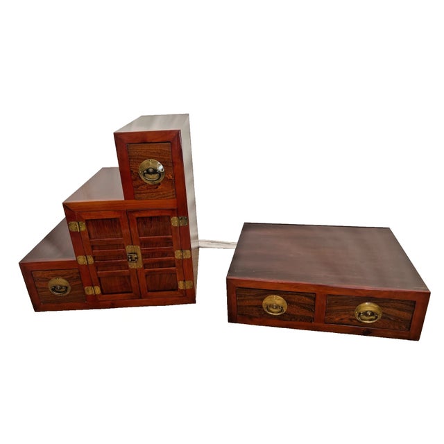Gorgeous Vintage Japanese Kaidan Tansu Step Chest cabinet with stacking bottom drawers. Four pass through drawers, Hand...