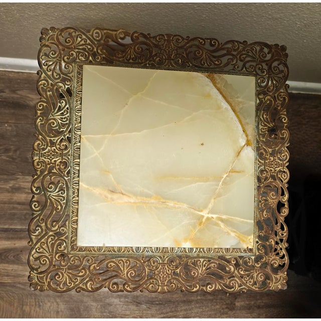 1890's Nb&iw Victorian Dragon Head Cast Iron and Onyx Stand For Sale - Image 4 of 10