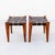A newly refinished pair of mid-century modern teak and leather stools attributed to Edmond J. Spence, most likely produced...