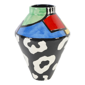 Vintage Hand-Painted Ceramic Art Pottery Vase Reminiscent of Styles From Mexican Art Pottery