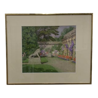 “English Garden” Watercolor by Frances Drummond For Sale