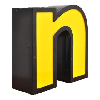 Vintage Letter N Sign with Light, 1980s For Sale