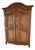 Maitland-Smith Carved Walnut and Rattan Dry Bar Armoire Cabinet For Sale