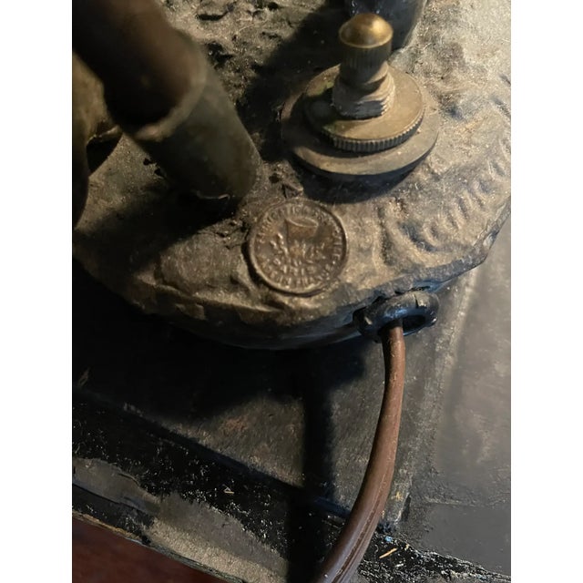Vintage Art Nouveau Bronze Spelter Sculptured Table Lamp - Made in France For Sale - Image 10 of 11