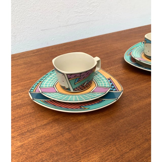 Postmodern Flash One Series Coffee Service Plates, Cups, Saucers by Dorothy Hafner for Rosenthal, 1980s, Set of 6 For Sale - Image 11 of 18