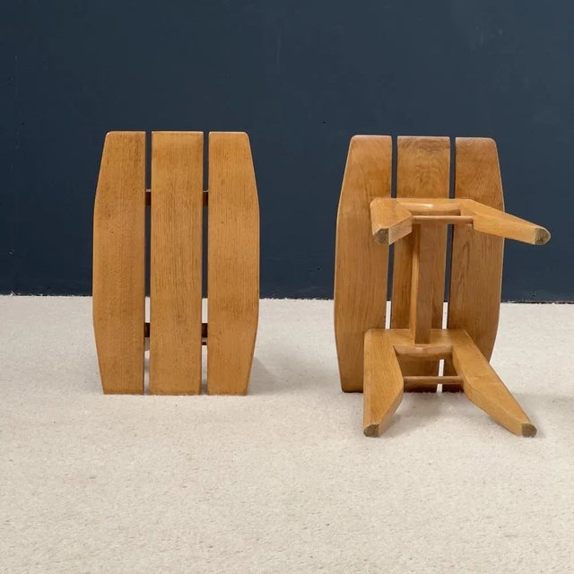 Wood Set of Stools attributed to Guillerme and Chambron for Votre Maison, 1950s For Sale - Image 7 of 9