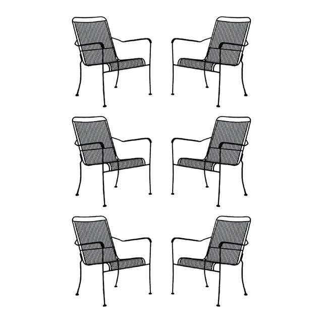 Chairs Stackable Iron Set of Six For Sale