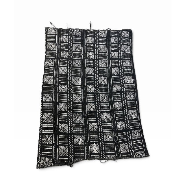 African Vintage African Black and White Mud Cloth Textile Mali 61" by 42" For Sale - Image 3 of 7