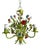 Mid-Century Floral Bouquet 3-Light Chandelier in Green Painted Tole Metal, 1960s For Sale