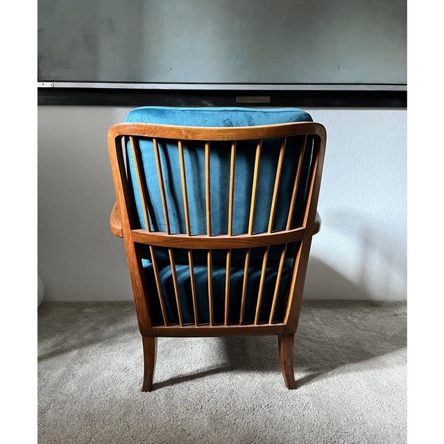 Textile Art Deco Lounge Chair by Gyula Kaesz, 1930s For Sale - Image 7 of 9