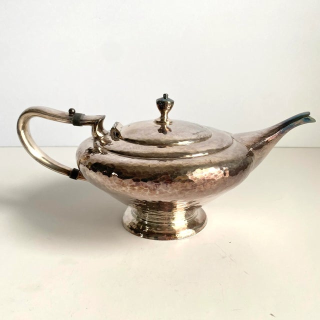 Vintage Art Deco Derby Silver Plate Co Hammered Teapot For Sale - Image 6 of 10