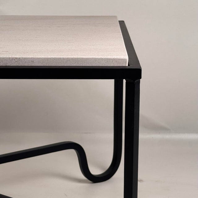 Cream Limestone 'Entretoise' Coffee Table by Design Frères For Sale In Los Angeles - Image 6 of 8