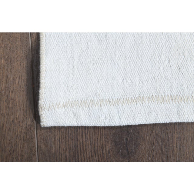 1970s Vintage Handmade Wool Cotton White Runner Rug For Sale - Image 4 of 11
