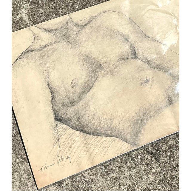 Mid 20th Century Vintage Original Nude Male Sketch For Sale - Image 5 of 12