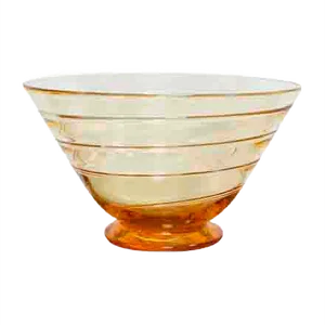 Art Deco Amber Ribbon Trail Glass Bowl by Barnaby Powell for Whitefriars, 1920s