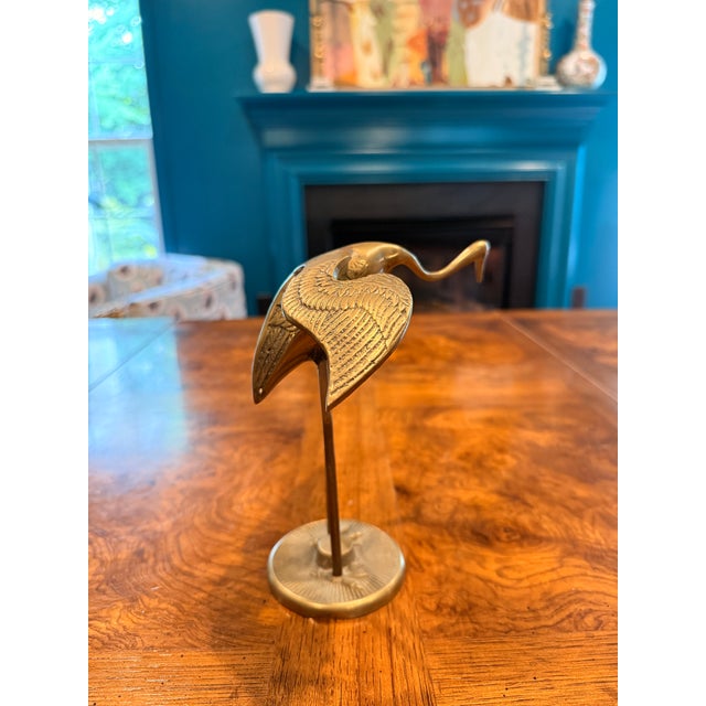 vintage brass crane statue