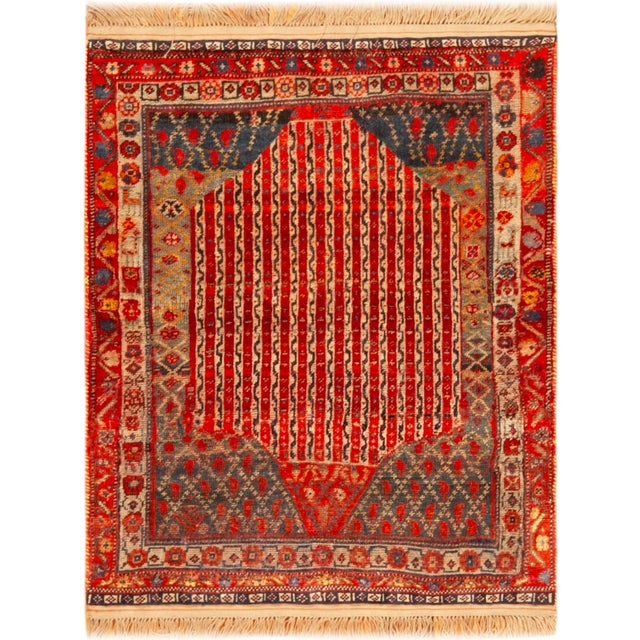 Beautiful Antique Red Persian Qashqai Allover Rug, Country of Origin: Persia, Circa Date: 1900