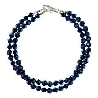Elegant 17-Inch Two-Strand Black Agate Necklace by Aria Jewelry For Sale