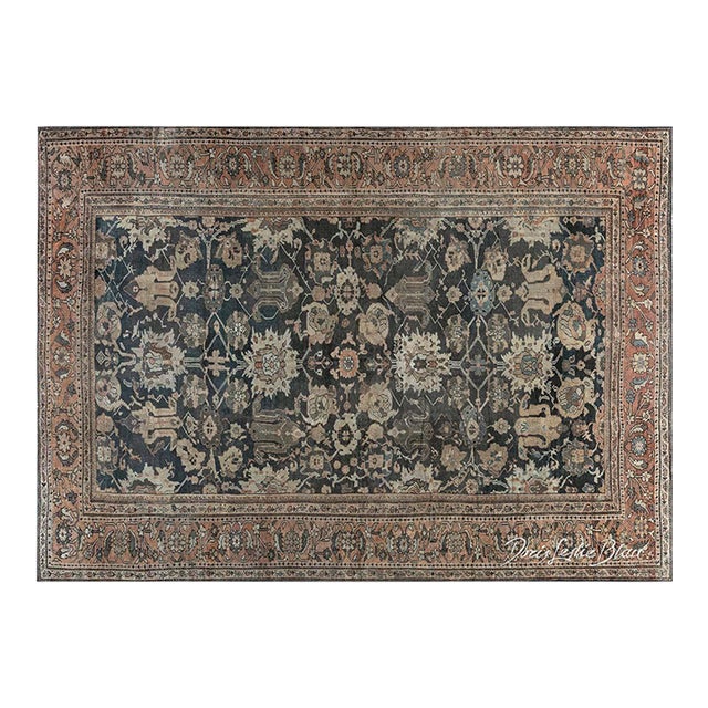 Authentic 19th Century Persian Sultanabad Handmade Wool Rug For Sale