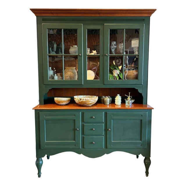Vintage Green Kitchen Hutch For Sale