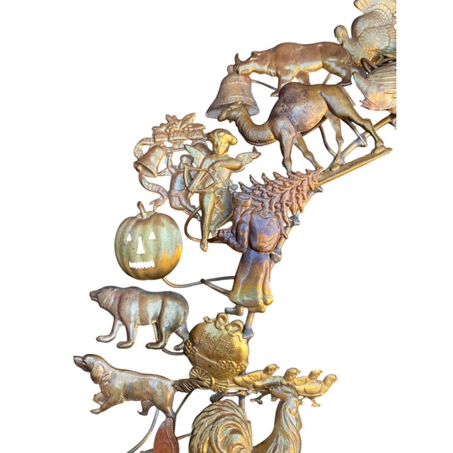 Late 20th Century Large Petites Choses All-Seasons Brass Wreath Dresden Easter Christmas Halloween Etc. For Sale - Image 16 of 17
