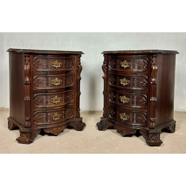 Pair of Carved Wood Bedside Cabinets, 1930s For Sale - Image 17 of 18