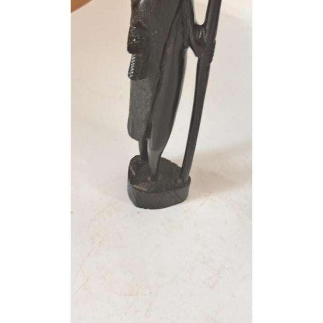 Black African Sculptures in Heavy Hardwood, Set of 2 For Sale - Image 8 of 15