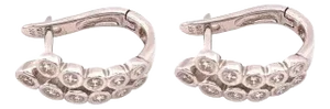 14 Karat White Gold Hoop Latch Back Diamond Earrings