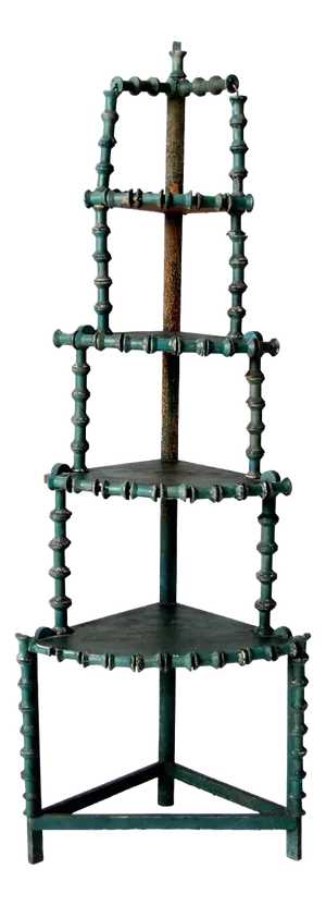 Antique Folk Art Spool Corner Shelf
