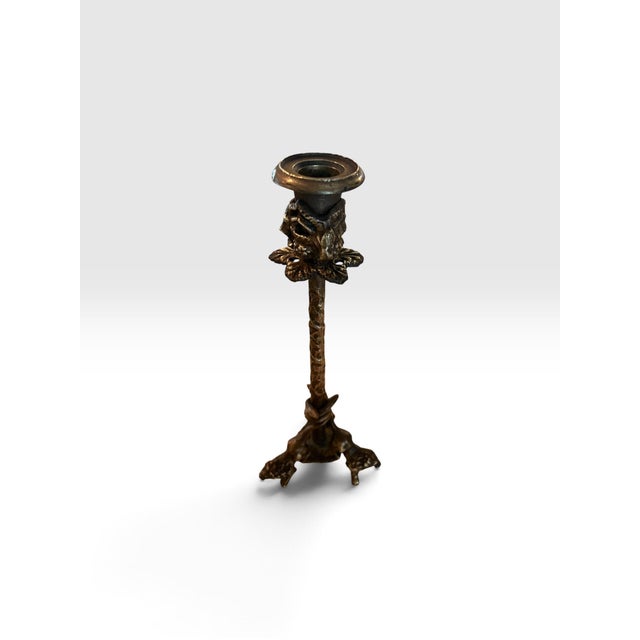 Hollywood Regency Vintage Arthur Court Candle Opera Figural Lion & Serpent Candlestick, 12.5” For Sale - Image 3 of 12