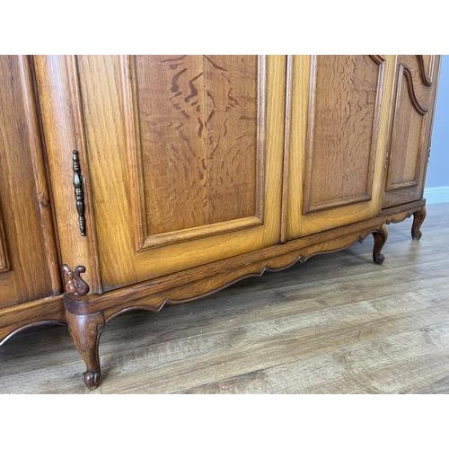 Wood Vintage French Louis XVI Style 4-Door Carved Armoire For Sale - Image 7 of 12