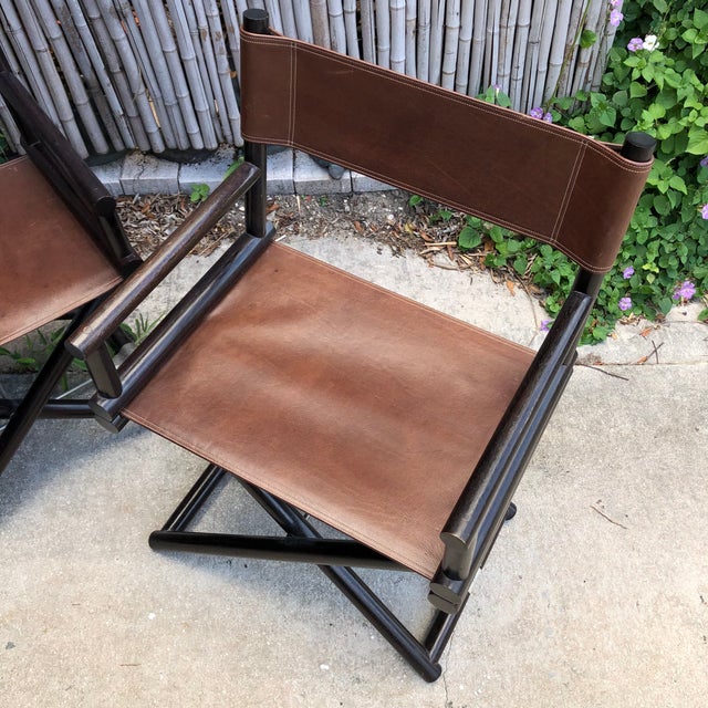 Coach Leather Campaign Style Directors Chairs A Pair Chairish