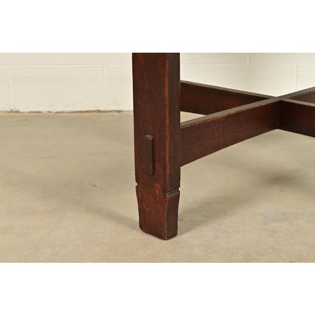 Wood Early Gustav Stickley Antique Mission Oak Arts & Crafts Round Dining Table, Circa 1901 For Sale - Image 7 of 9