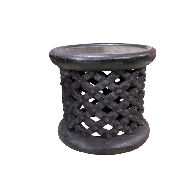 Vintage Lg Tribal Nobility Bamileke Spider Stool/Table Cameroon 17" H For Sale - Image 4 of 7