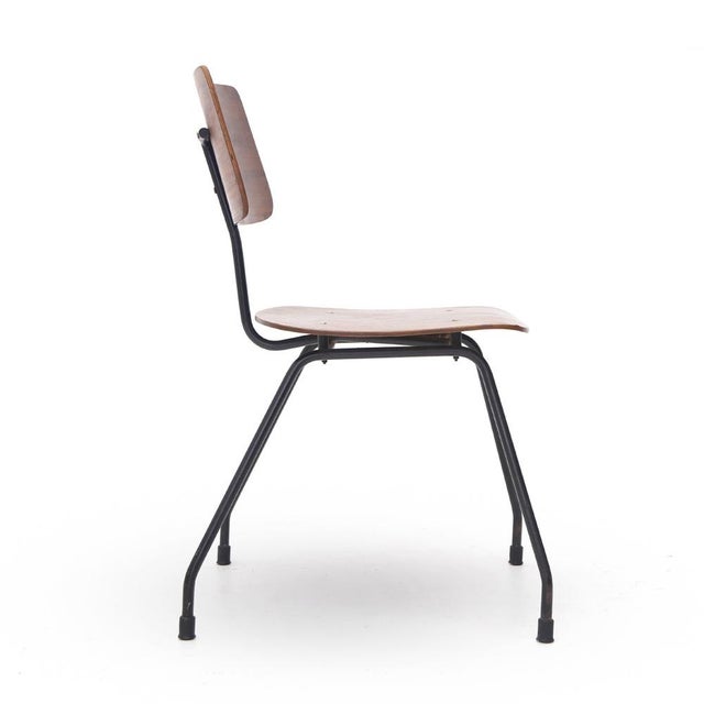 Black Curved Plywood and Metal Chair, 1950s , Set of 4 For Sale - Image 8 of 13