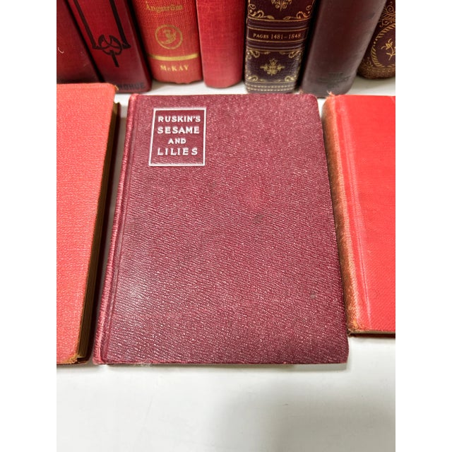 Vintage Burgundy Leather Decorative Books – Library Styling Set of 23 For Sale - Image 9 of 12
