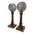 Pair of Mid 20th Century Brass and Marble With Cut Crystal Open Globe Torchiere Buffet Lamps For Sale