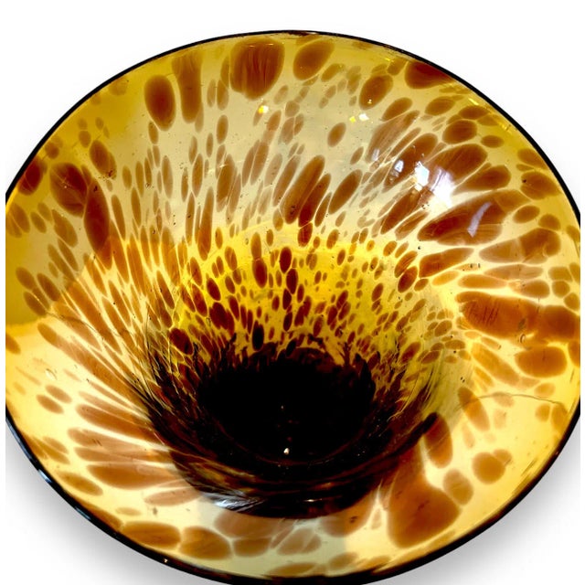 Large Murano Style Tortoise Glass Footed Vase For Sale - Image 9 of 11