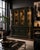 Mid 20th Century Emerald City Curved Glass Display Hutch / Hollywood Regency China Cabinet in Oxidized Emerald & Gold For Sale - Image 4 of 4