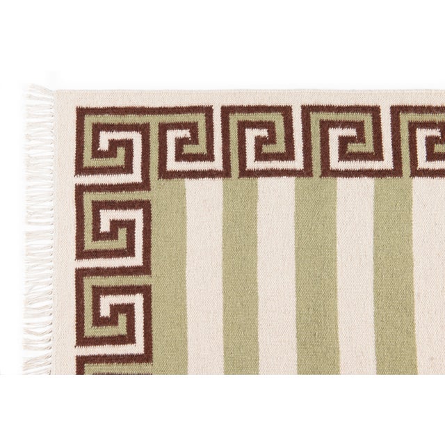 Transitional Part & Parcel Goods Wool Stripe Rug, 2’6” x 12', Sage, Chocolate and Eggshell For Sale - Image 3 of 5